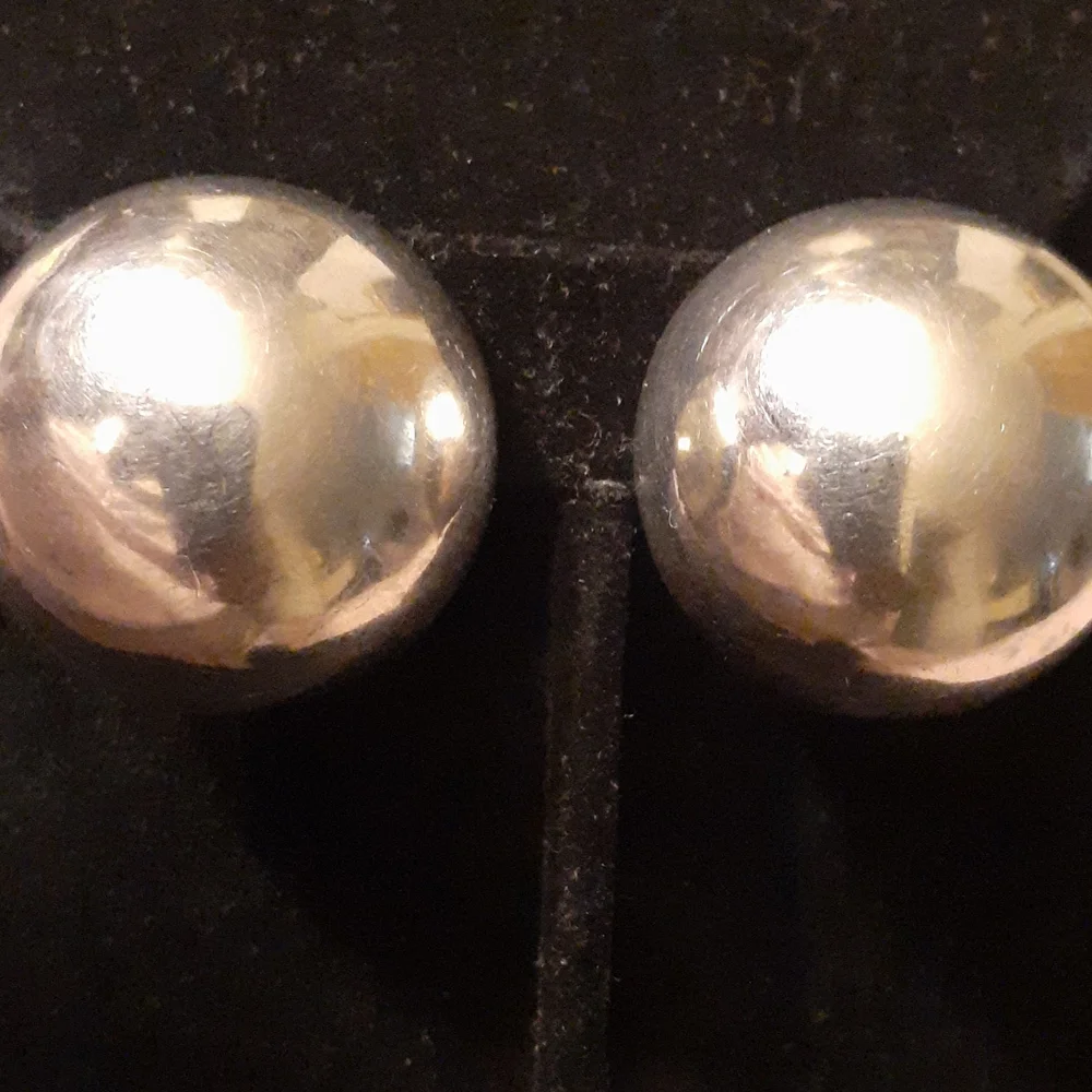STERLING SILVER LARGE DOME ROUND STERLING 925 CLIP ON EARRINGS